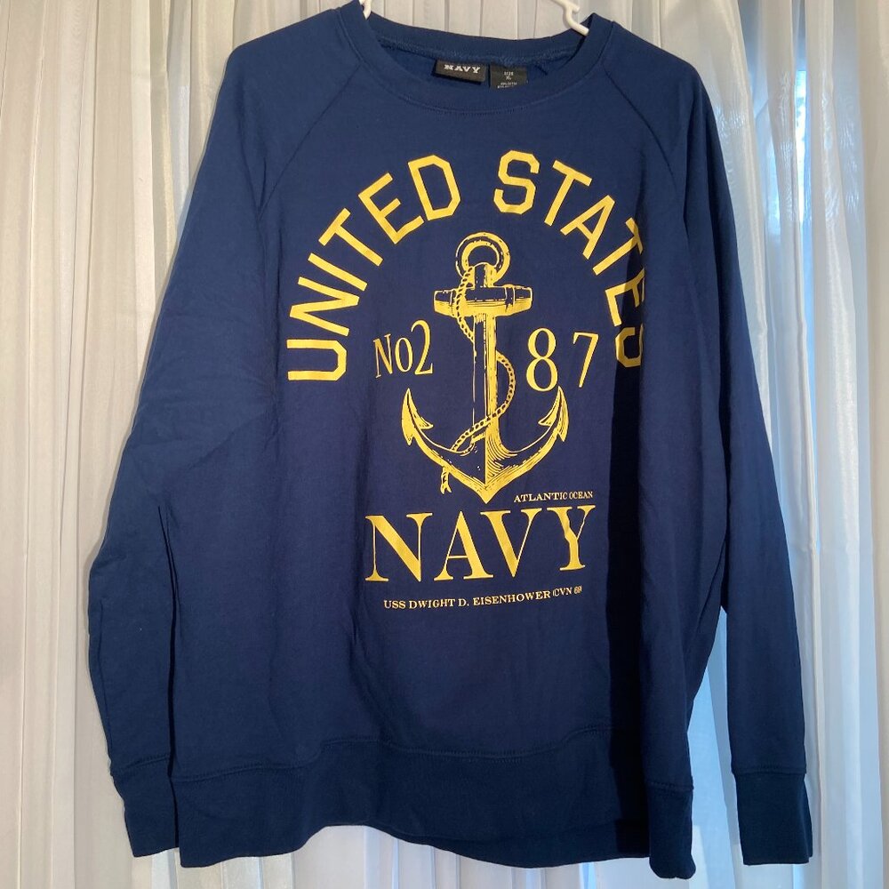 Navy Official NWOT Sweatshirt size XL Dark Blue with Yellow Anchor Print
